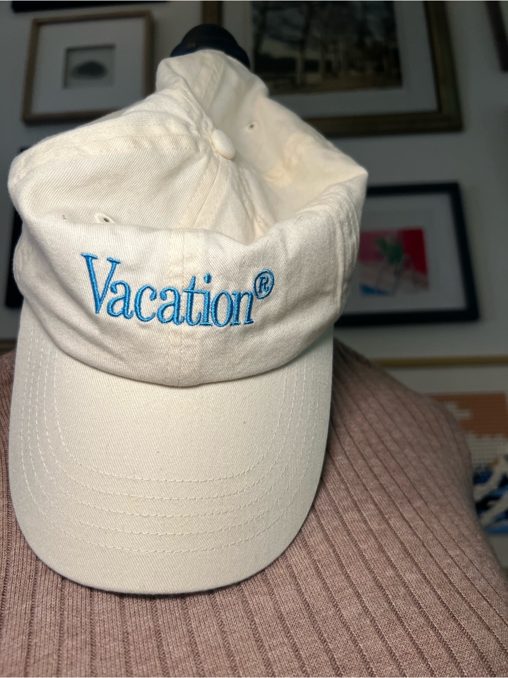 Embroidered Cream Baseball Cap